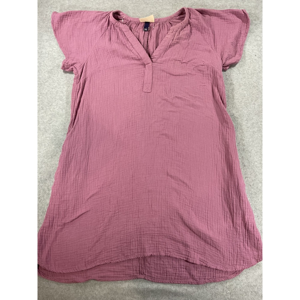 Universal Thread Mauve Purple Cotton Gauze V-Neck Short Sleeve Dress Small 2737